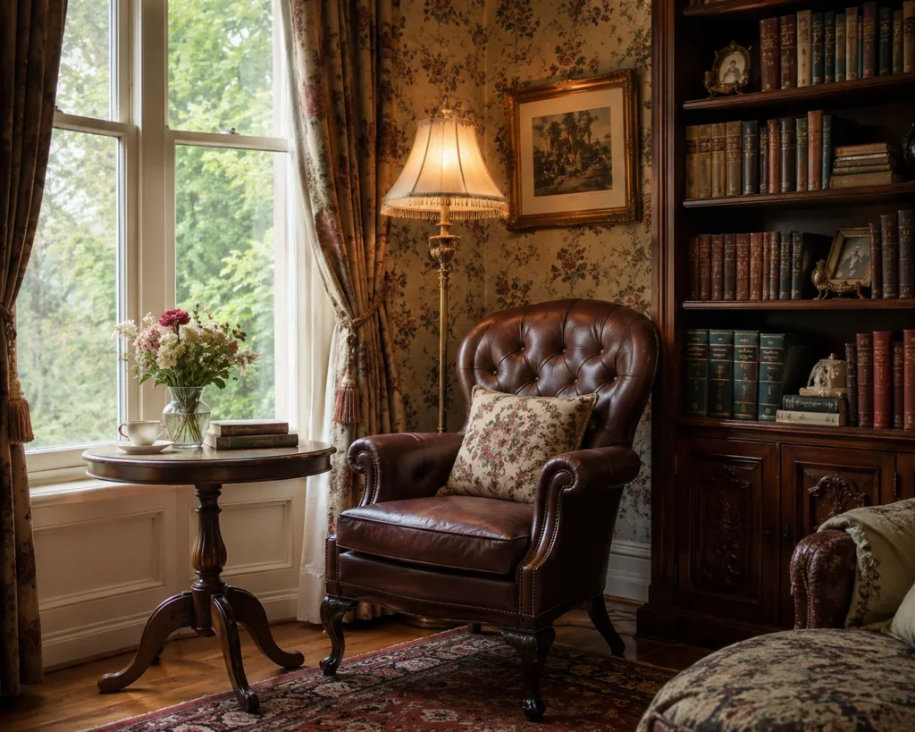 Cozy Victorian reading nook interieur