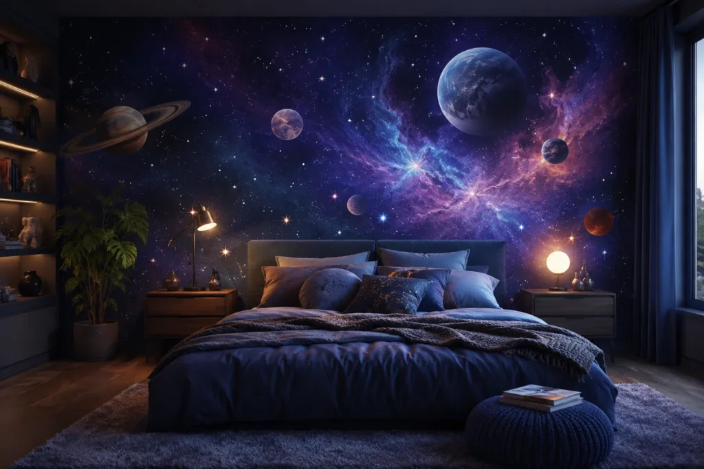 Cozy cosmic bedroom retreat