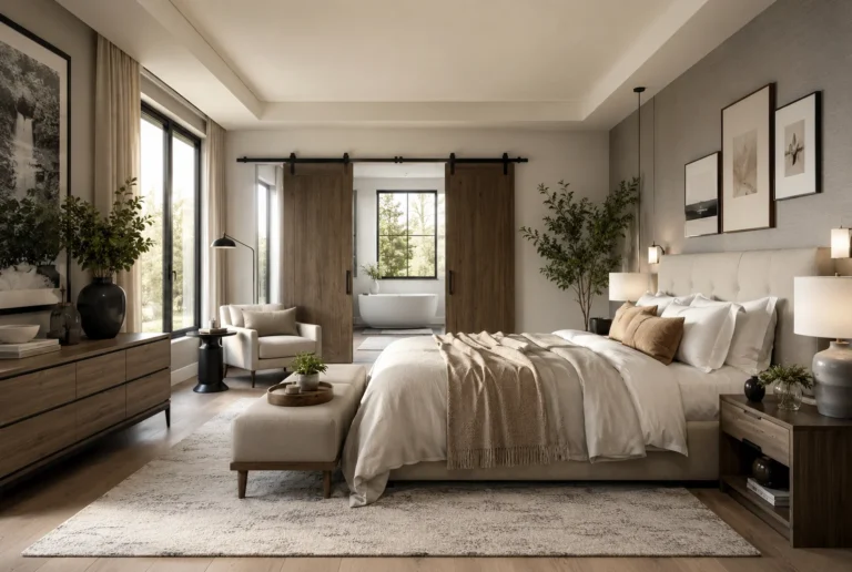 Elegant modern bedroom with natural light
