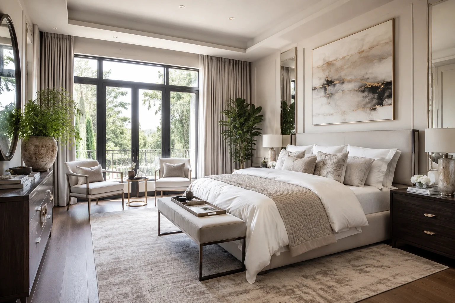 Elegant modern bedroom with natural light