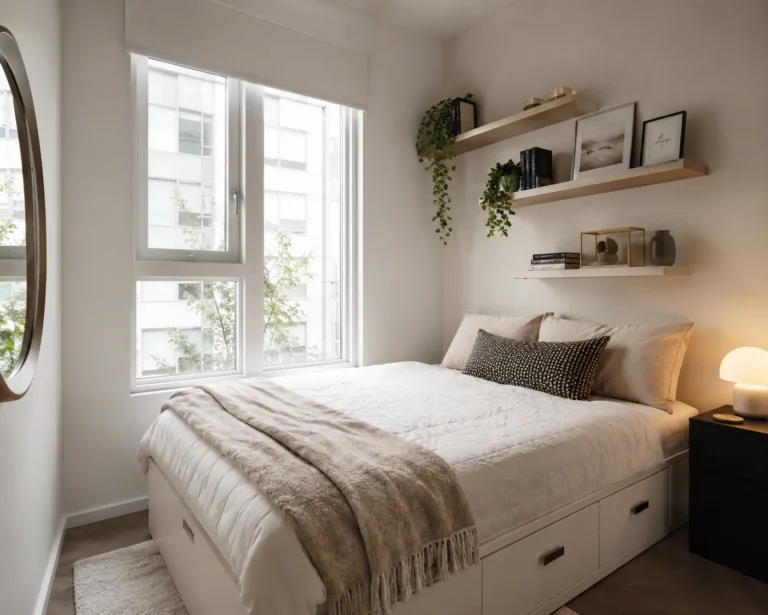 Modern minimalist bedroom with soft daylight