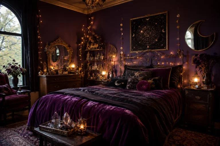 Mystical celestial-themed boho bedroom