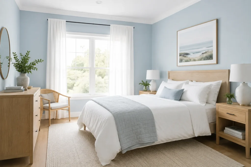 Serene Scandinavian bedroom with natural light