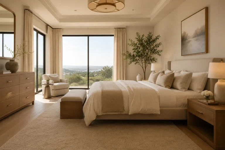 Serene minimalist luxury bedroom design
